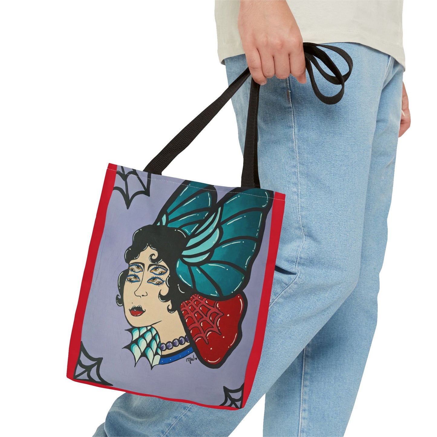 Lady Flutter Tote Bag (Peculiar Paintings Collection) RED