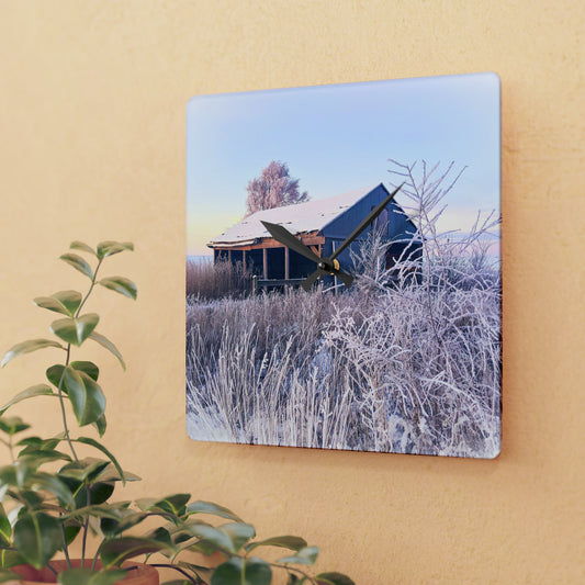 Wintery Barn Acrylic Wall Clock (SP Photagrapy Collection)