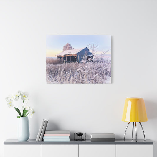 Wintery Barn Matte Canvas, Stretched, 1.25" (SP Photagrapy Collection) 32" X 24"