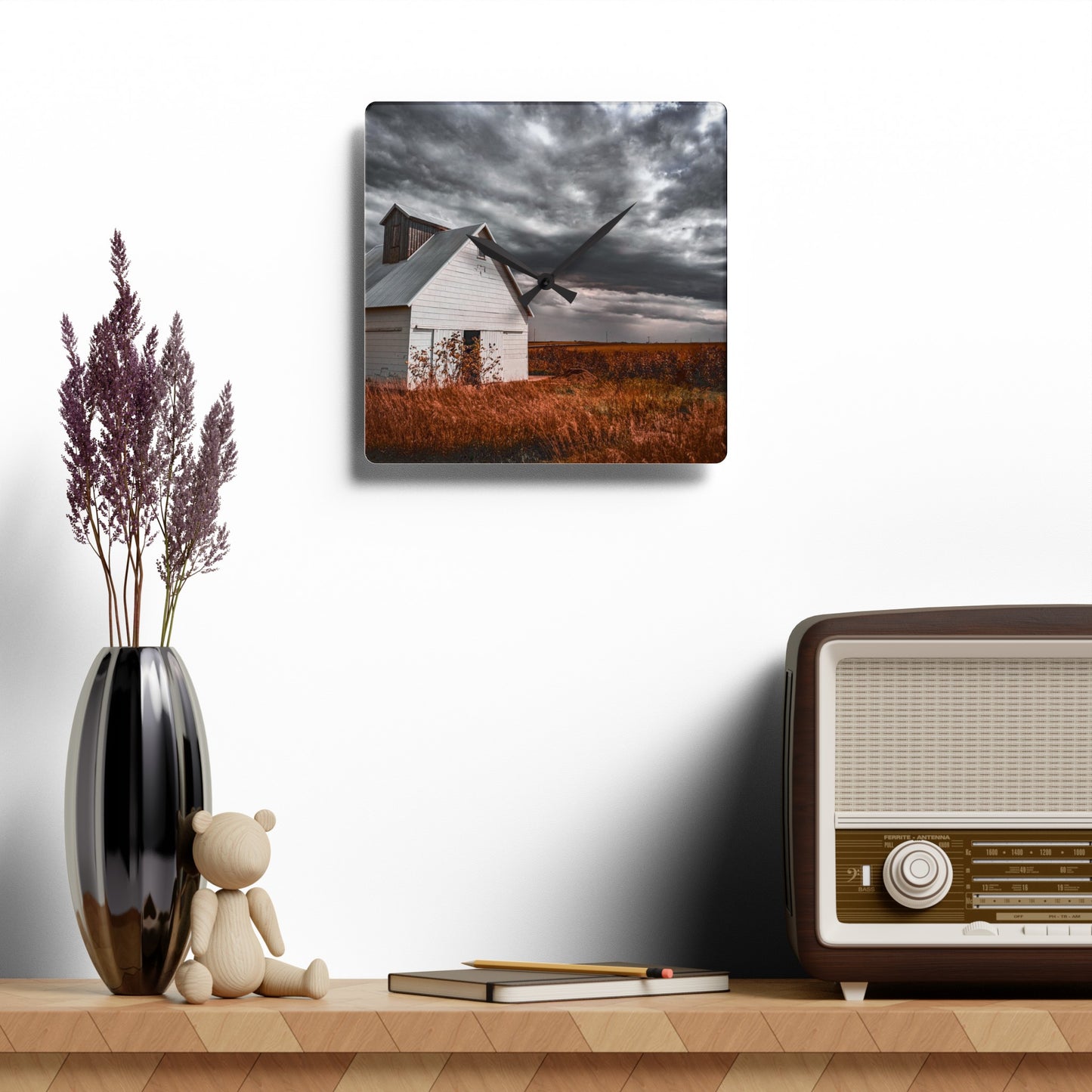 Field Barn Acrylic Wall Clock (SP Photography Collection)