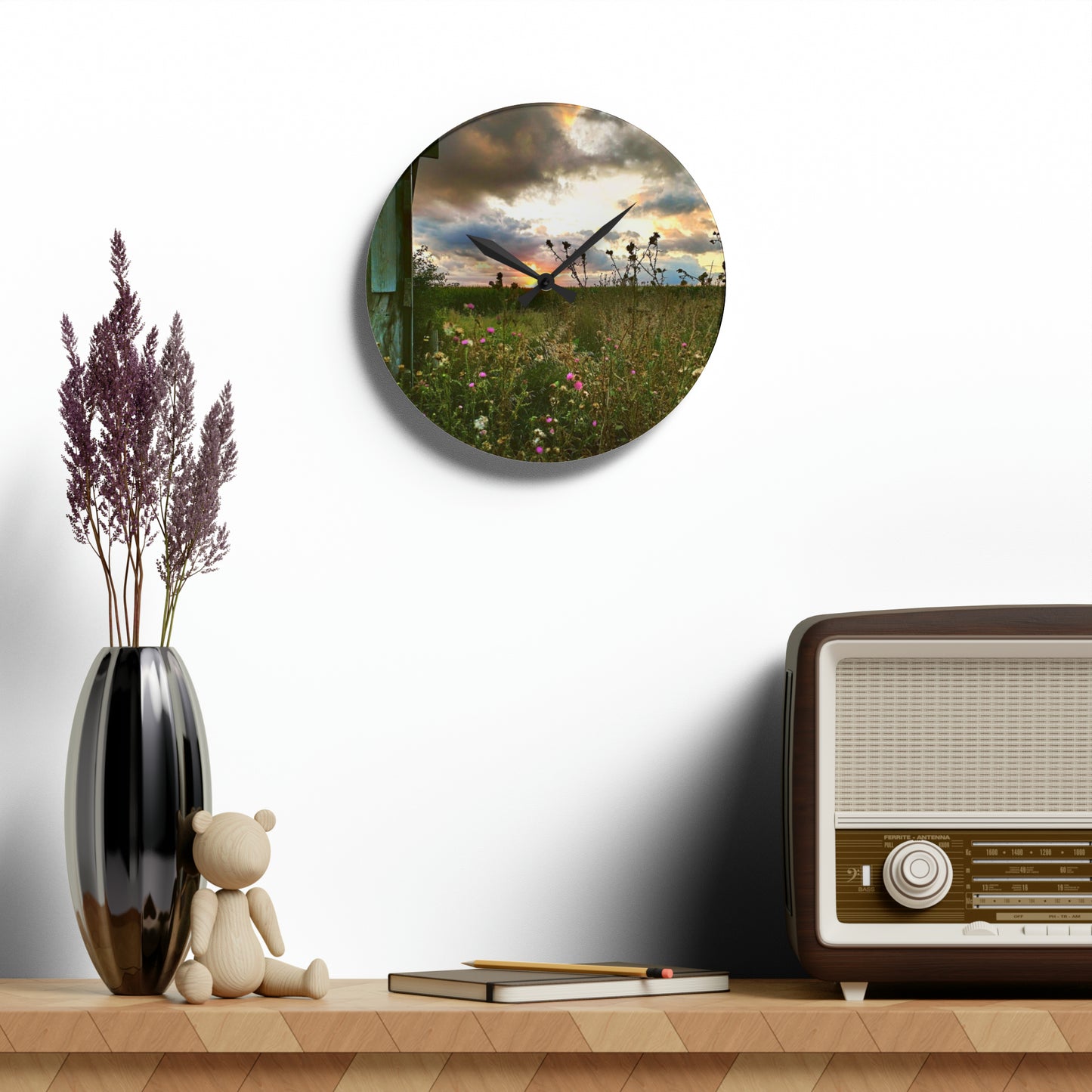 Cloudy Field Acrylic Wall Clock (SP Photography Collection)