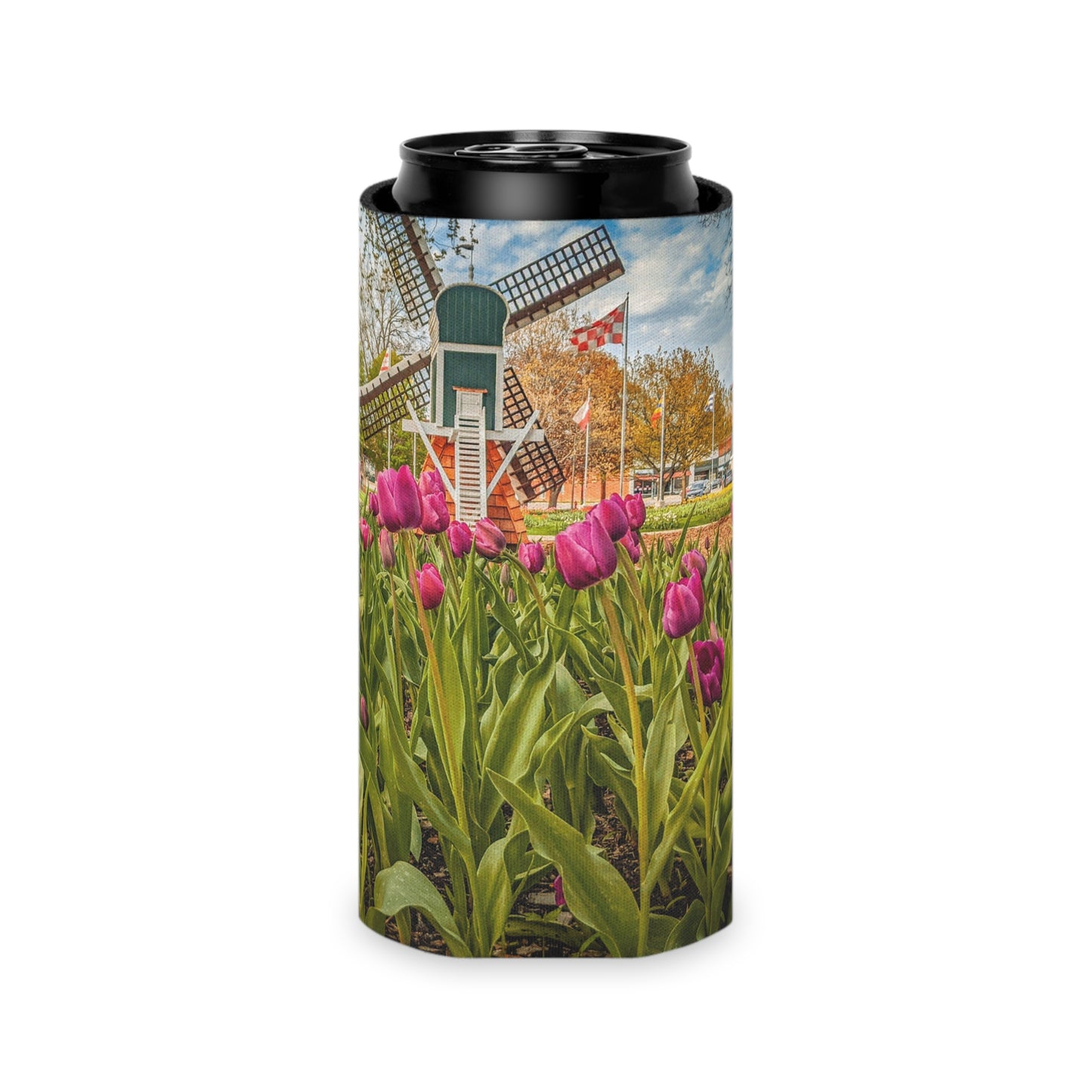 Windmill Tulips Slim Can Cooler Sleeve (SP Photography Collection) PINK