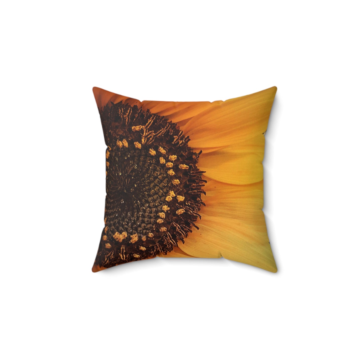 Sun Ray Sunflower Polyester Square Pillow (SP Photography Collection) BROWN