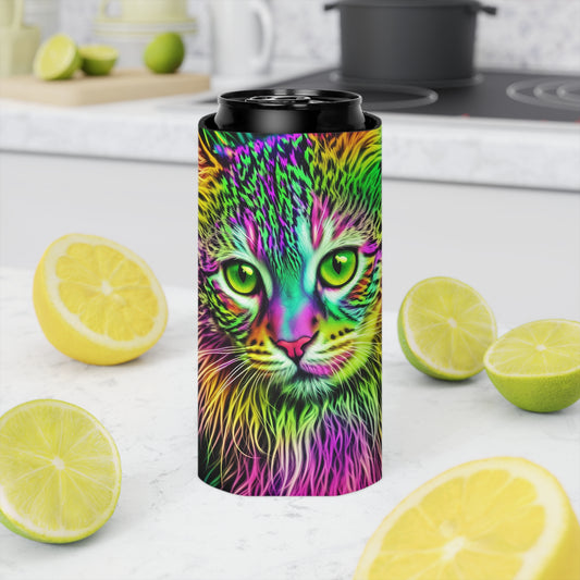 Colorful Kitty Slim Can Cooler Sleeve (SP Photography Collection) BLACK