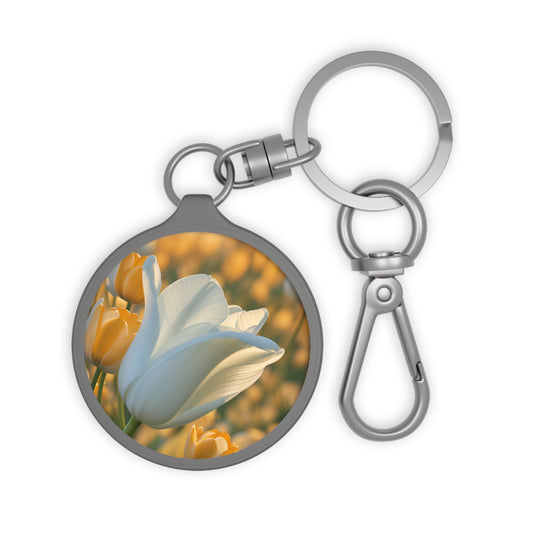 White Flower Tulip Key Ring (SP Photography Collection)