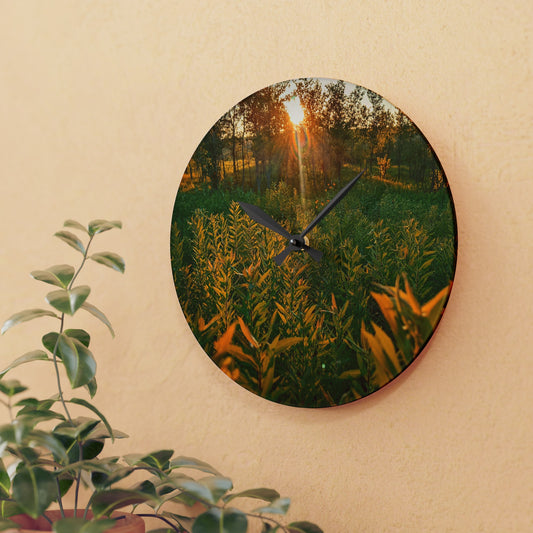 Sunset Fields Acrylic Wall Clock (SP Photography Collection)