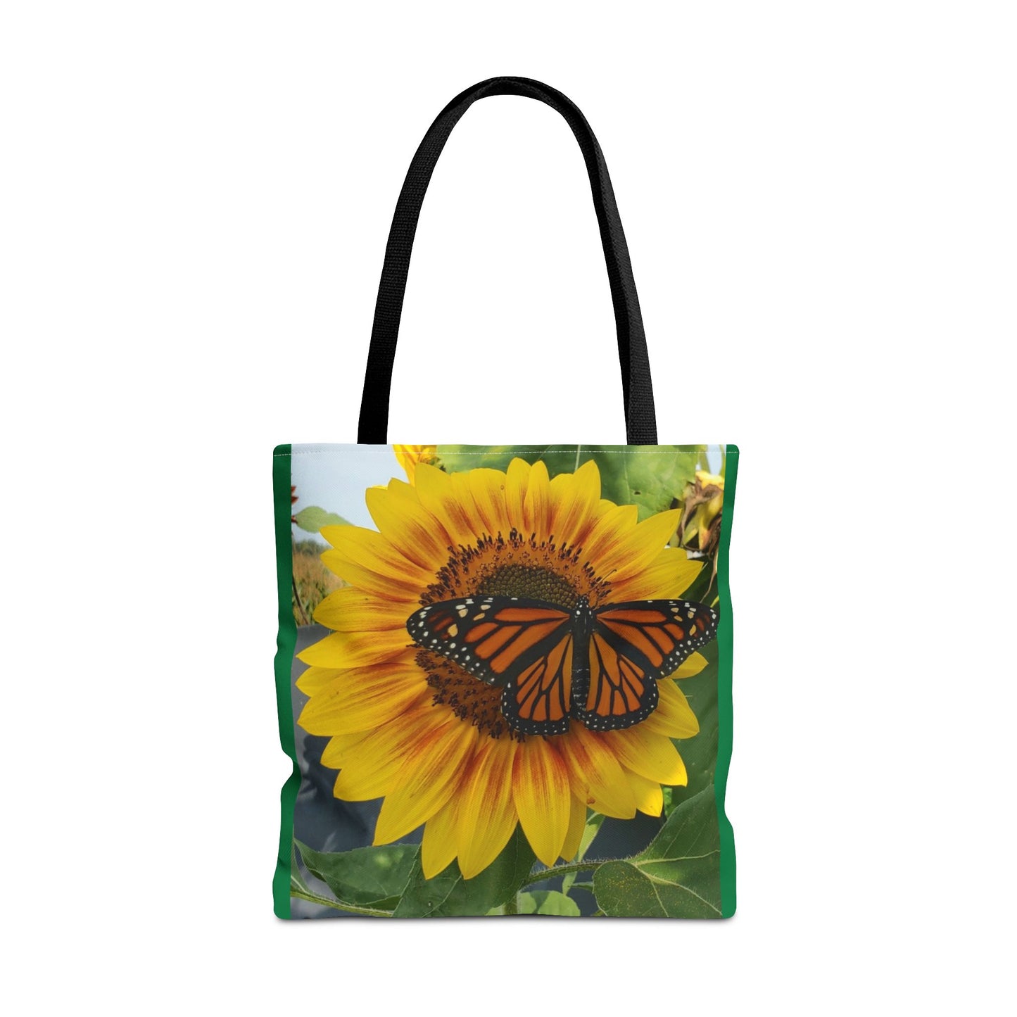 Happy Sunflower Butterfly Tote Bag (Enchanted Exposures By Tammy Lyne) GREEN