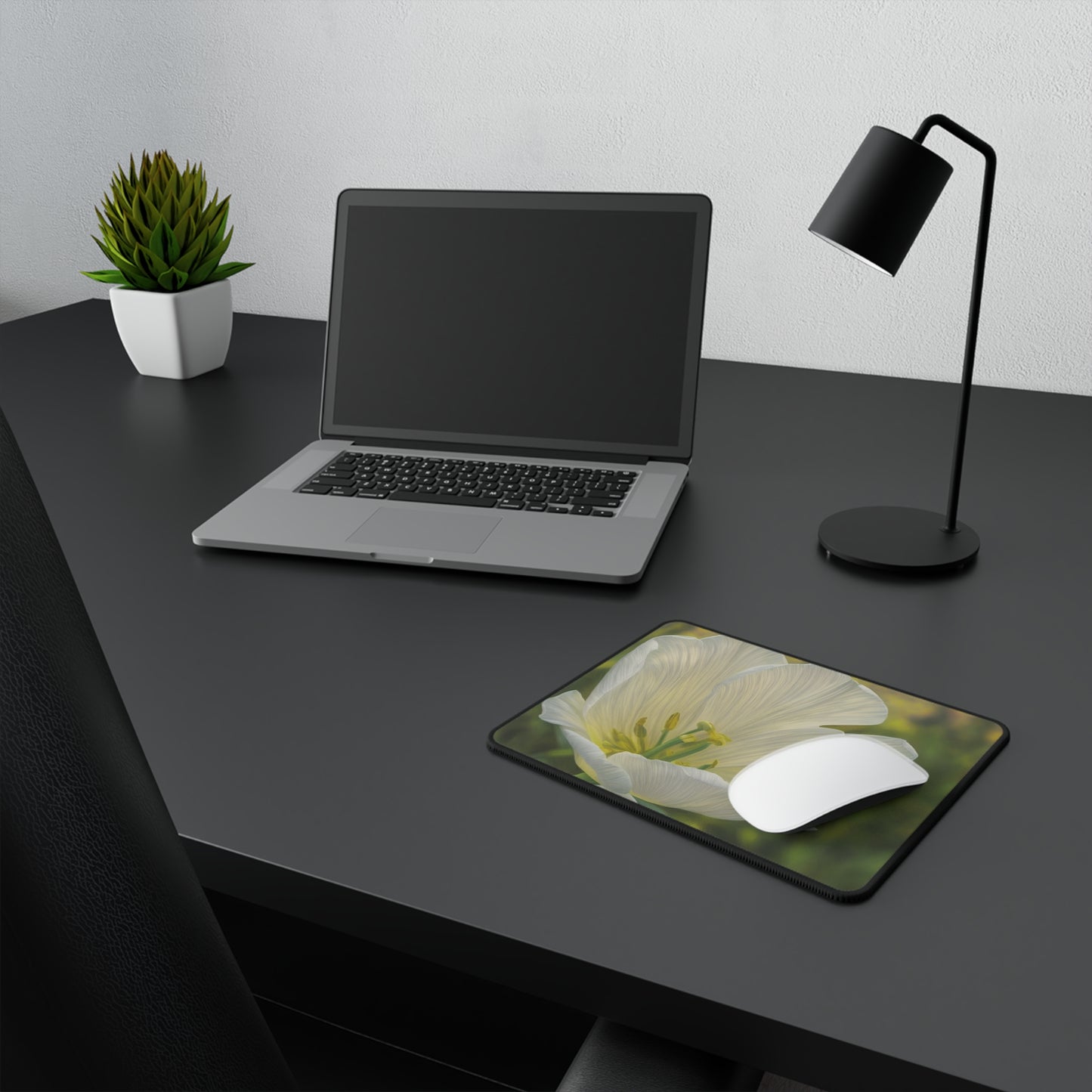 White Tulip Non-Slip Mouse Pad (SP Photography Collection)