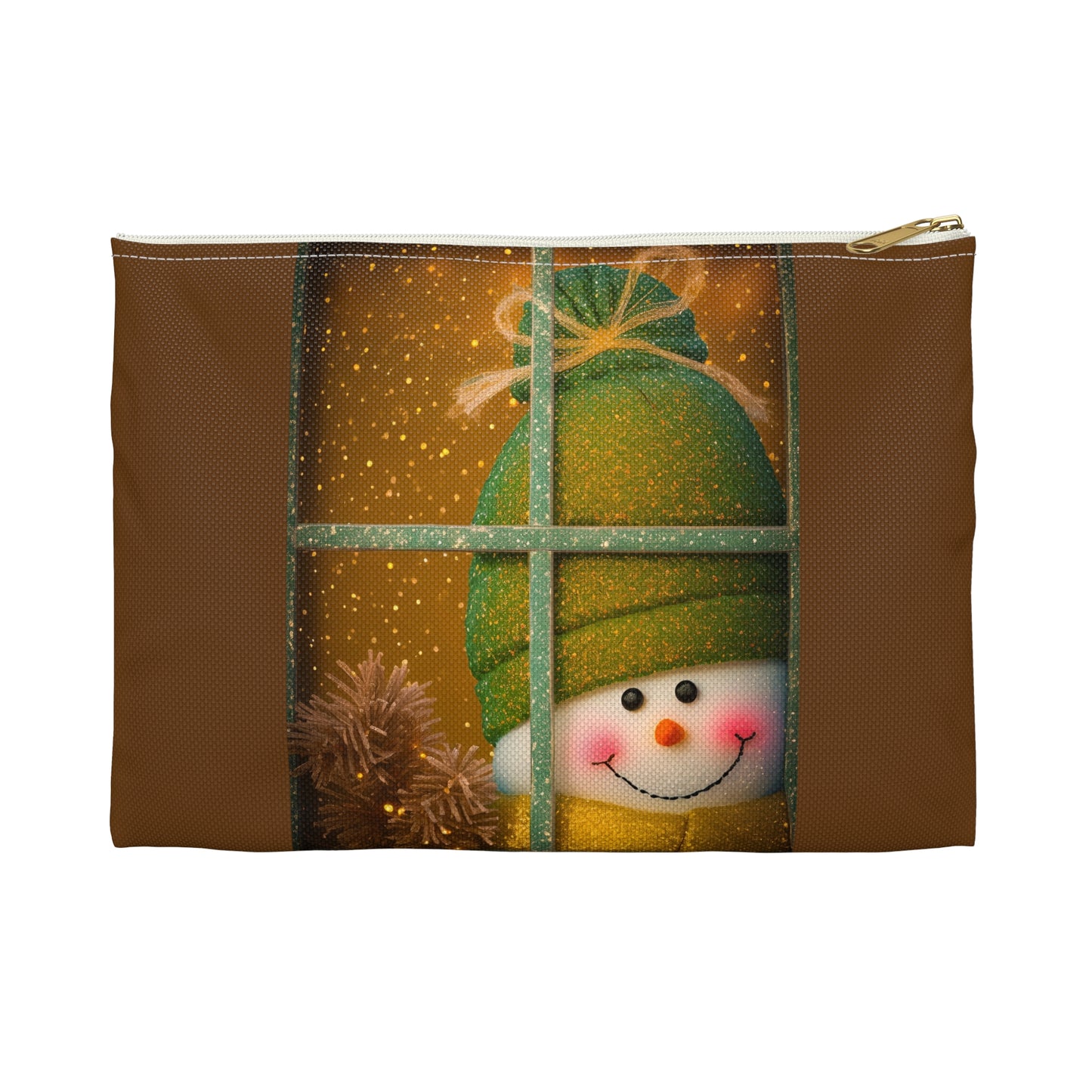 Peek A Boo Snowman Accessory Pouch (SP Photography Collection) BROWN