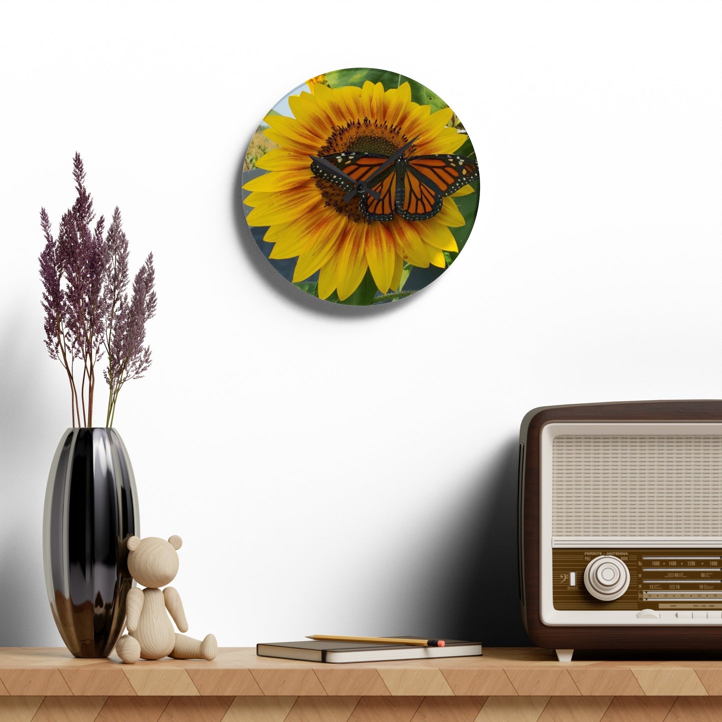 Happy Sunflower Acrylic Wall Clock (Enchanted Exposures By Tammy Lyne Collection)