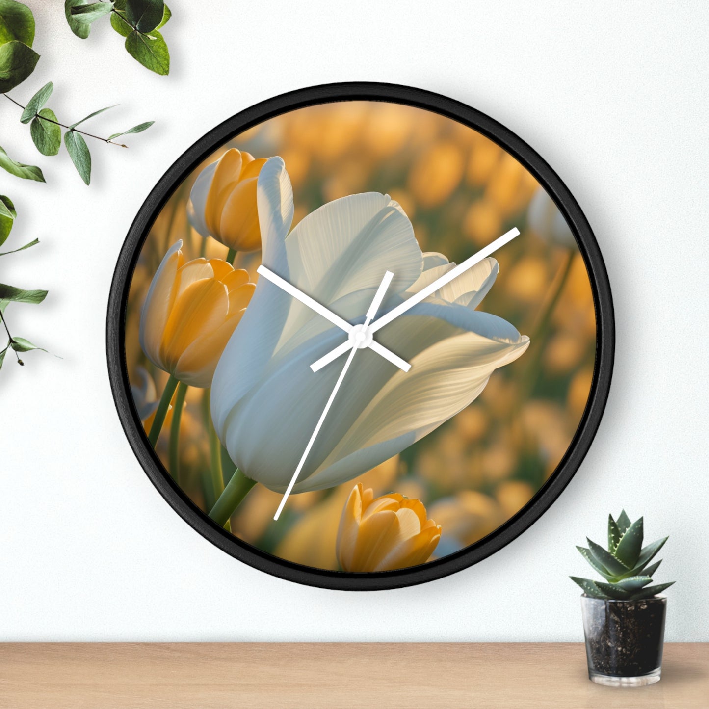 White Flower Tulip Wall Clock (SP Photography Collection)