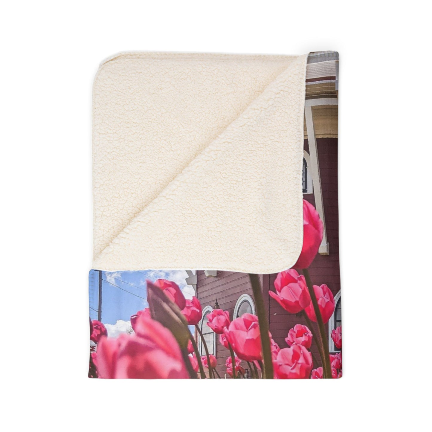 Windmill Pink Tulip Fleece Sherpa Blanket (SP Photography Collection)