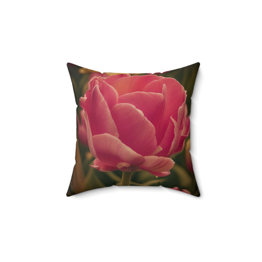 Pink Buttercup Polyester Square Pillow (SP Photography Collection) BLACK