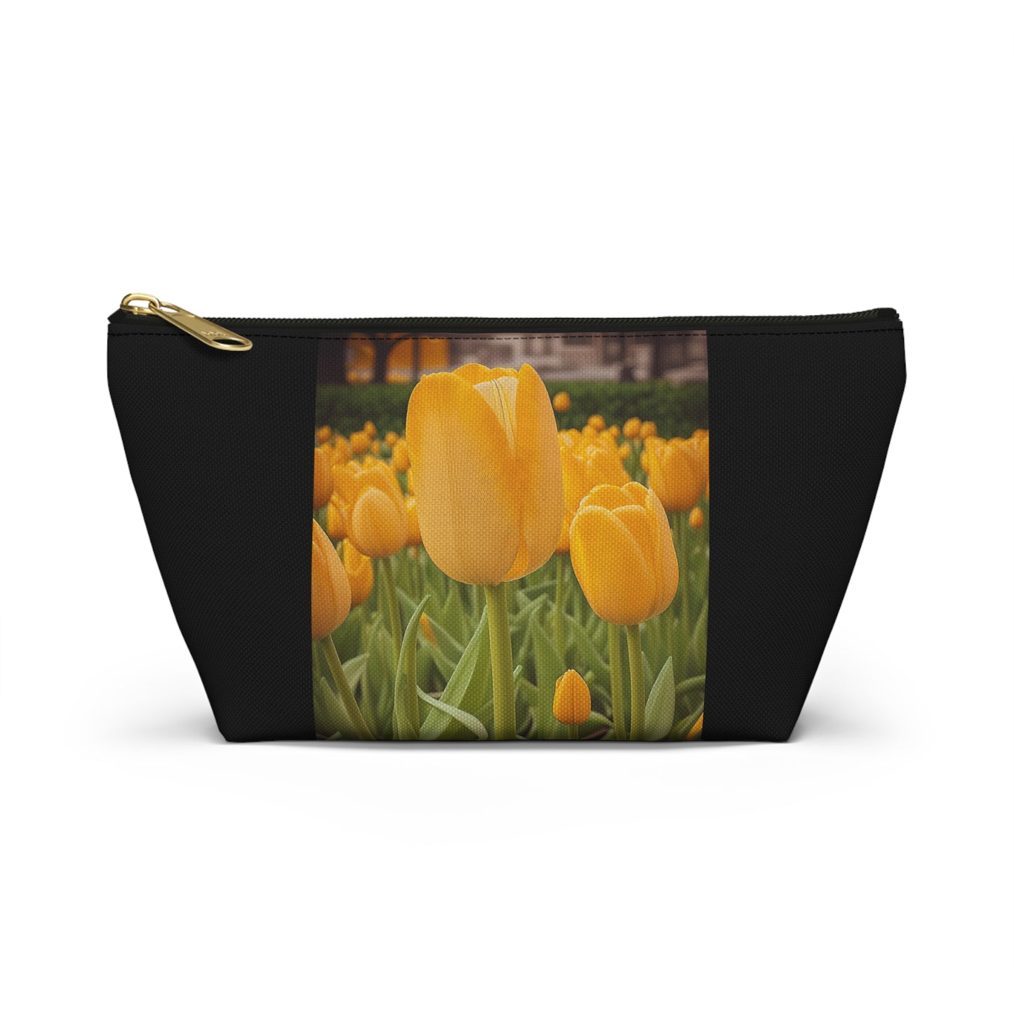 Yellow Tulip Accessory Pouch w T-bottom (SP Photography Collection) BLACK