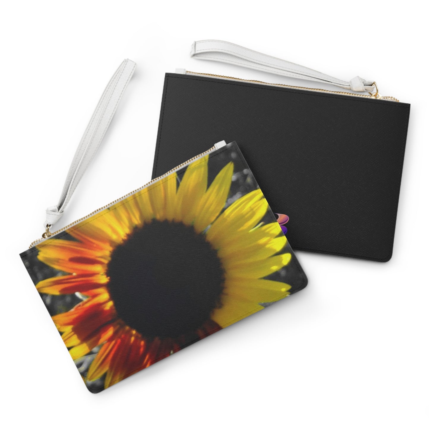 Mixed Sunflower Large Clutch Bag(Enchanted Exposures by Tammy Lyne) BLACK