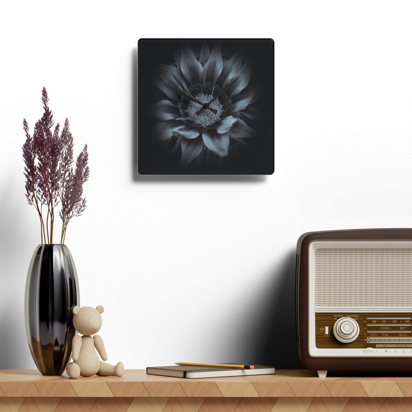 Midnight Bloom Acrylic Wall Clock (SP Photagrapy Collection)