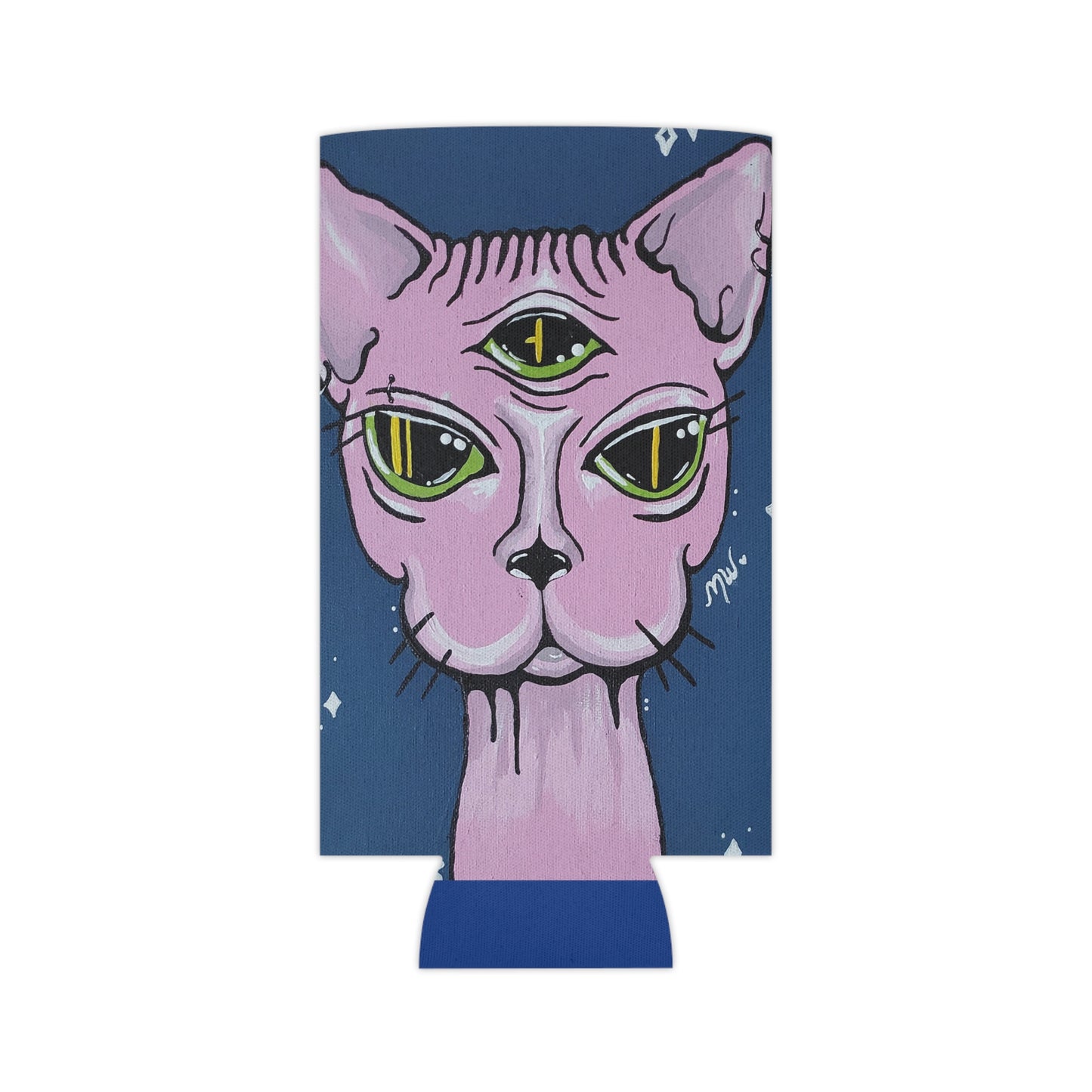 Madame Feline Can Slim Cooler Sleeve (Peculiar Paintings Collection) NAVY