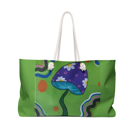 Marguerite Mushroom Weekender Bag (Peculiar Paintings Collection) GREEN