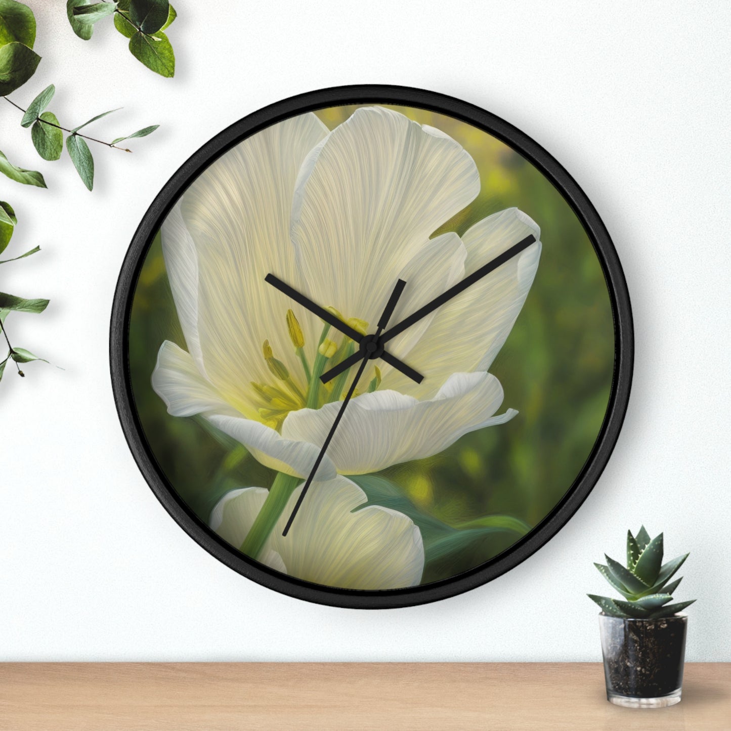 White Tulip Wall Clock (SP Photography Collection)