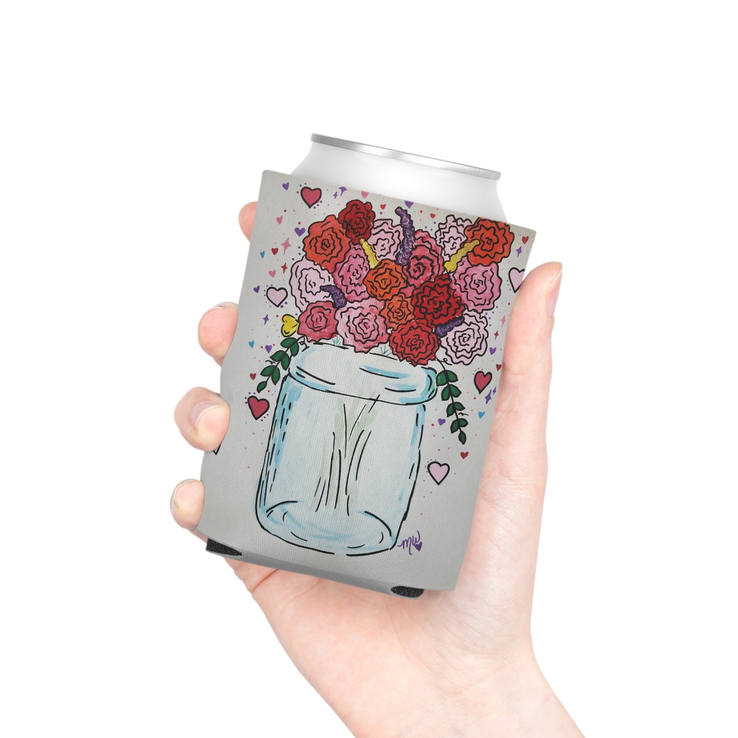 Valentines Day Regular Can Cooler Sleeve (Specialties Collection) GRAY