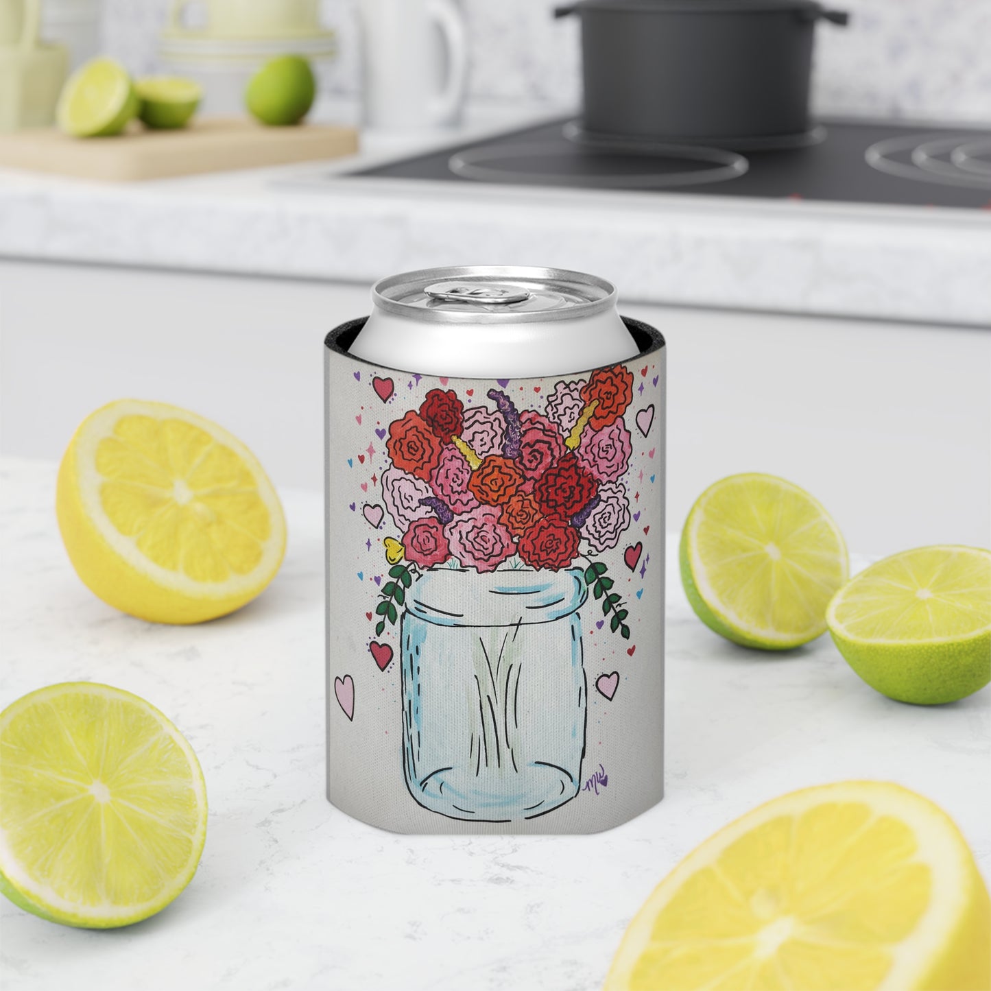 Valentines Day Regular Can Cooler Sleeve (Specialties Collection) GRAY