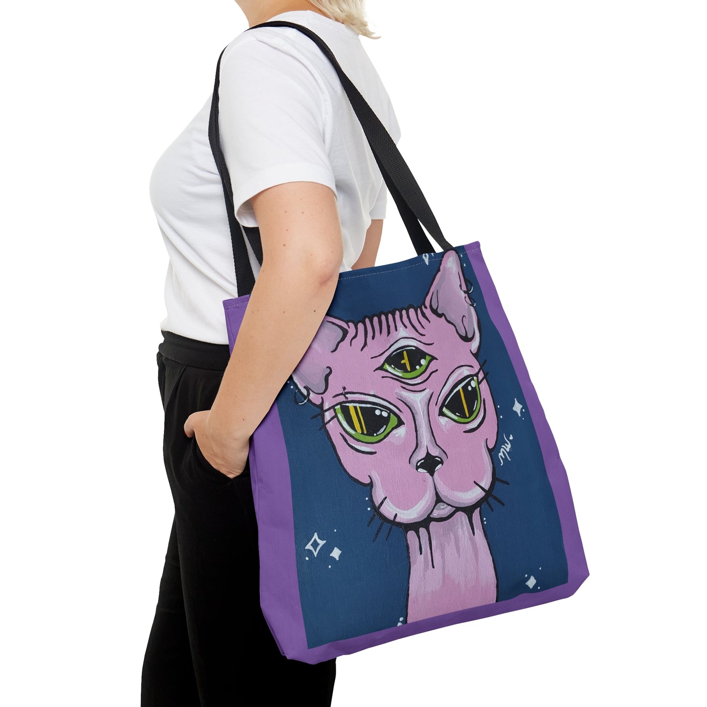 Madame Feline Tote Bag (Peculiar Paintings Collection) PURPLE
