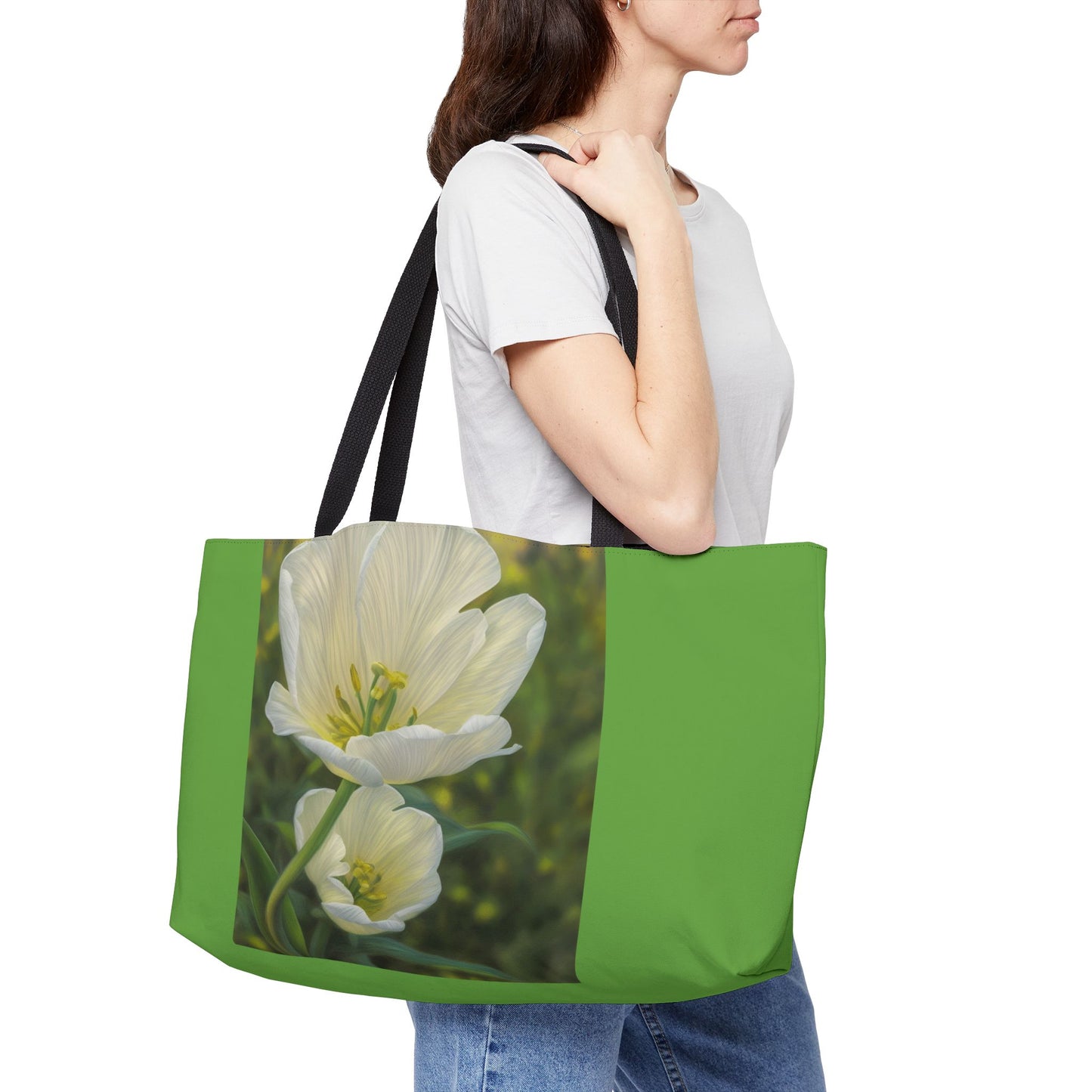 White Tulip Weekender Tote Bag (SP Photography Collection) GREEN