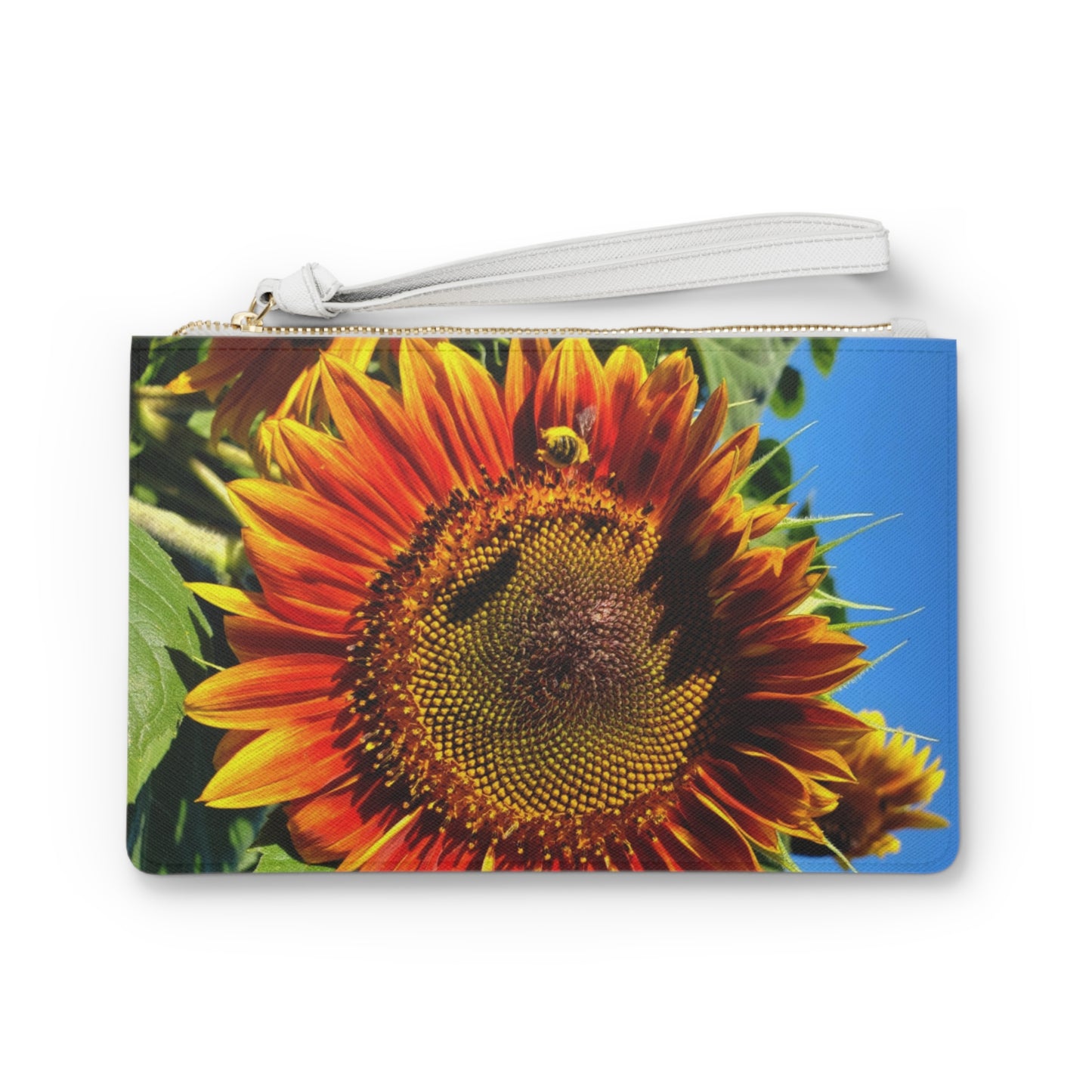 Bumble Bee Sunflower Large Clutch Bag (Enchanted Exposures By Tammy Lyne Collection) GREEN