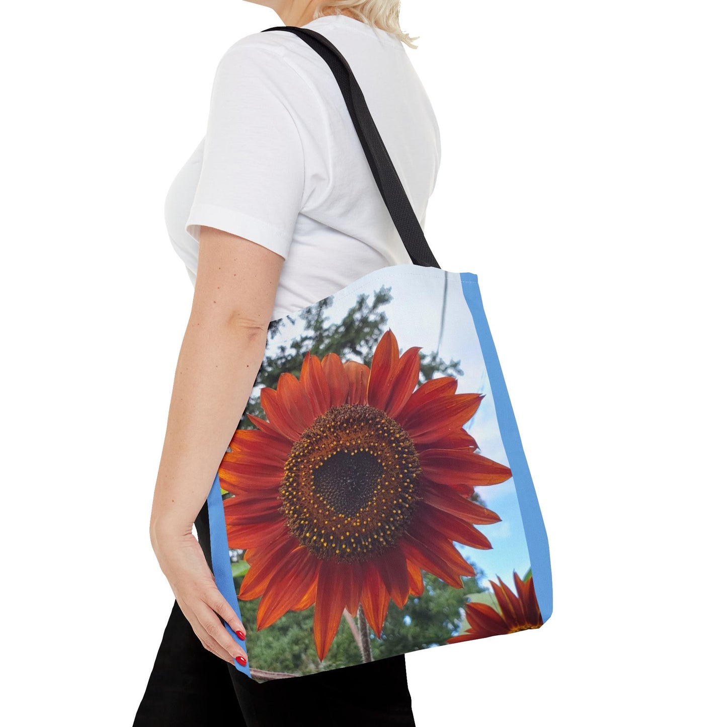 Heart Sunflower Tote Bag (Enchanted Exposures By Tammy Lyne) BLUE