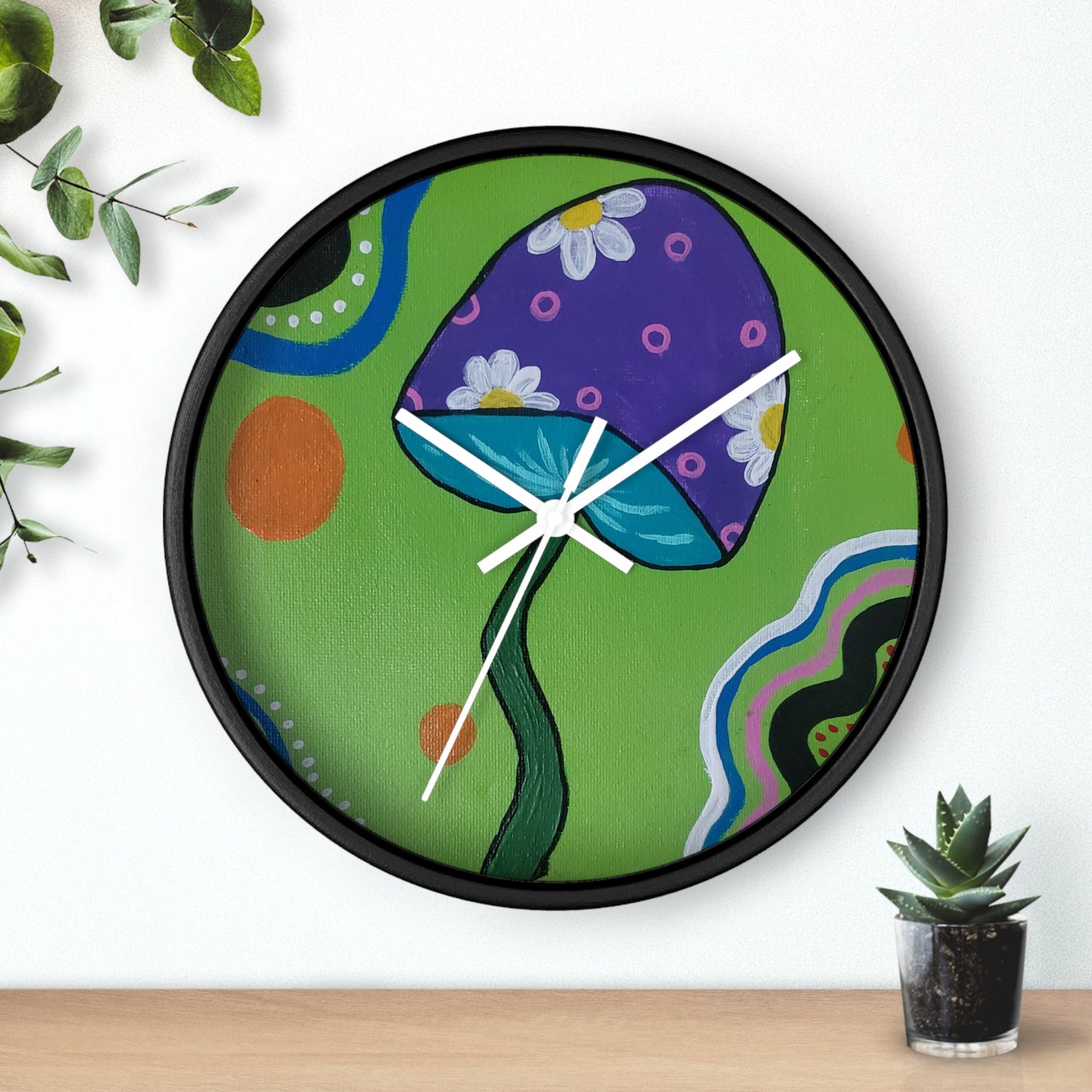 Marguerite Mushroom Wall Clock (Peculiar Paintings Collection)