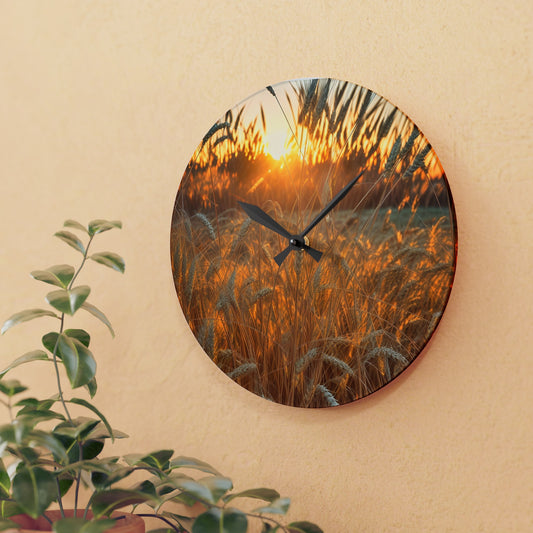 Golden Wheat Acrylic Wall Clock (SP Photography Collection)