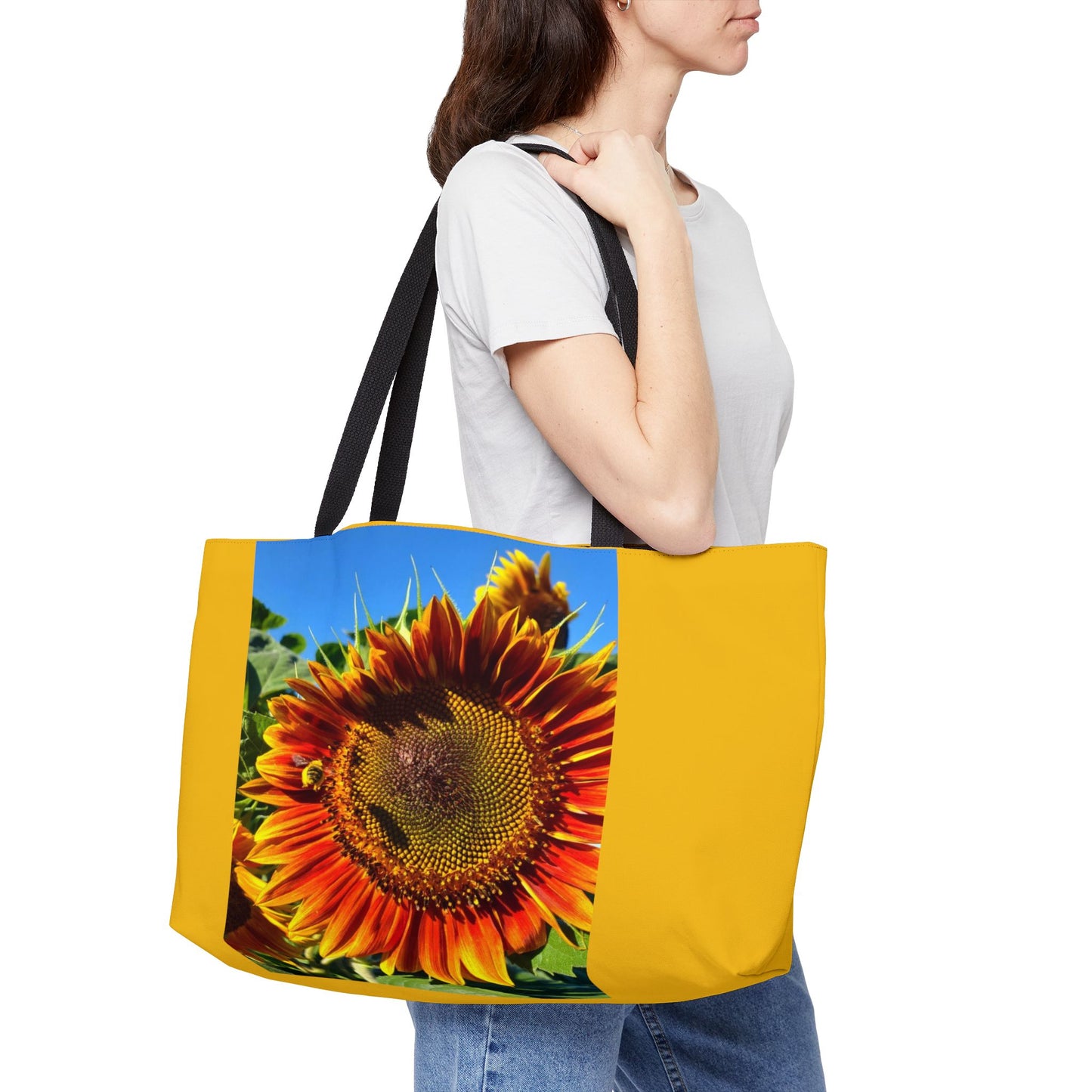 Bumble Bee Sunflower Weekender Tote Bag (Enchanted Exposures By Tammy Lyne Collection) YELLOW