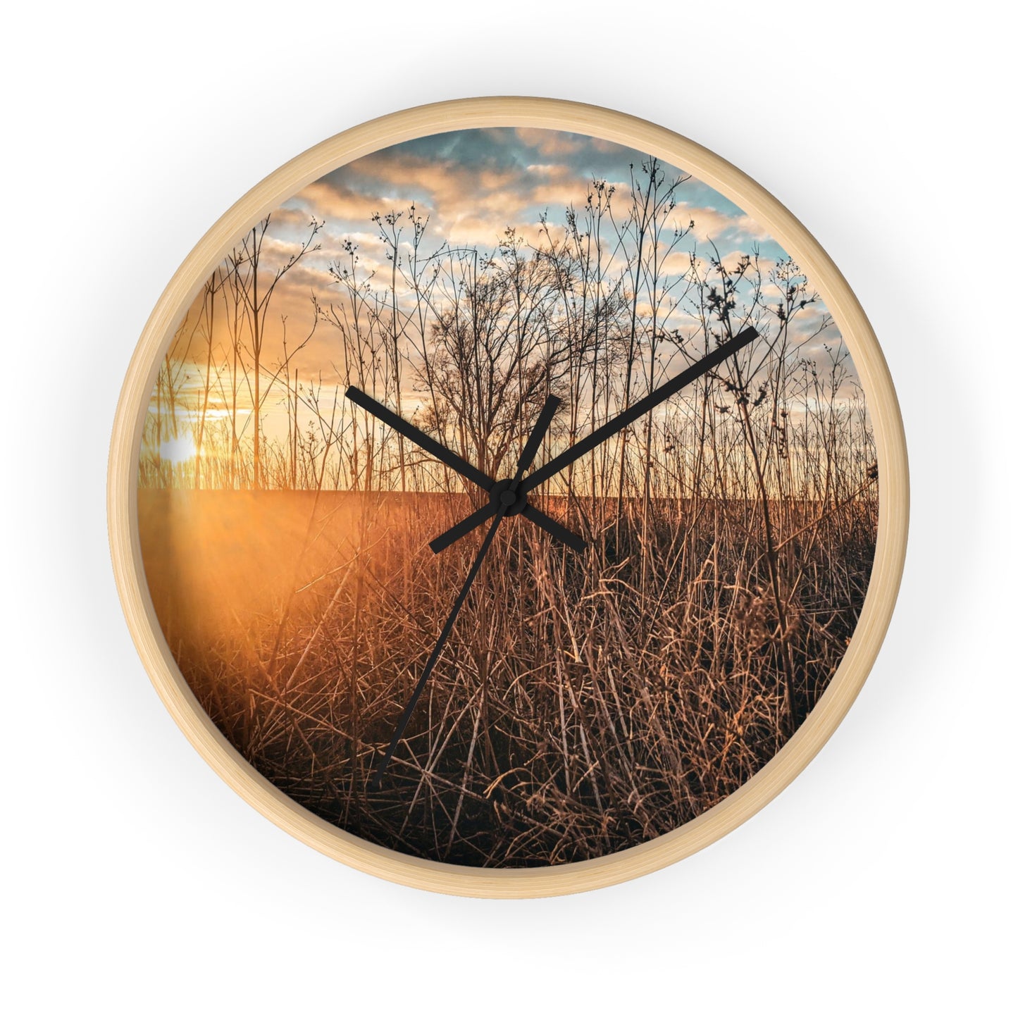 Cloudy Sunset Fields Wall Clock (SP Photography Collection)