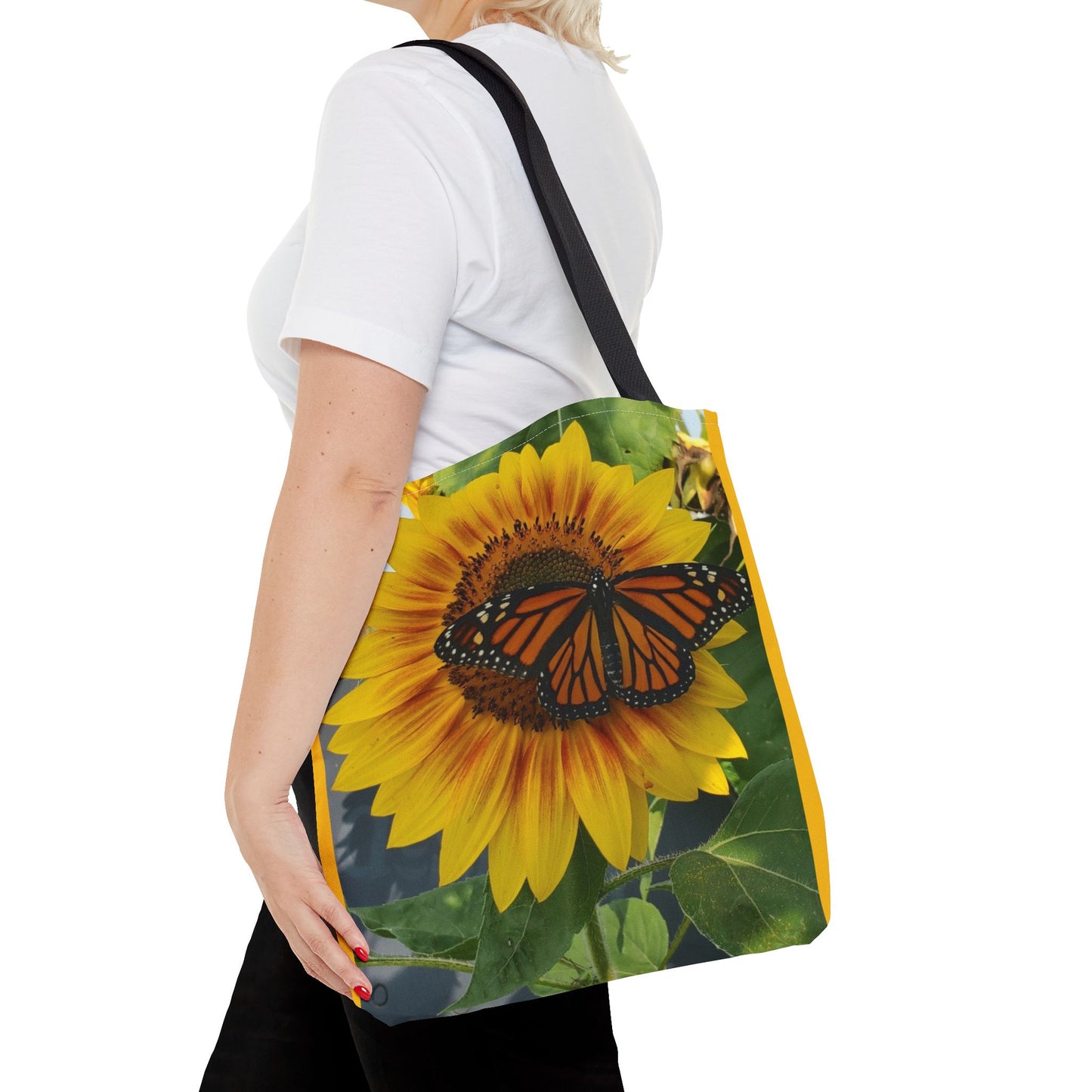 Happy Sunflower Butterfly Tote Bag (Enchanted Exposures By Tammy Lyne) YELLOW