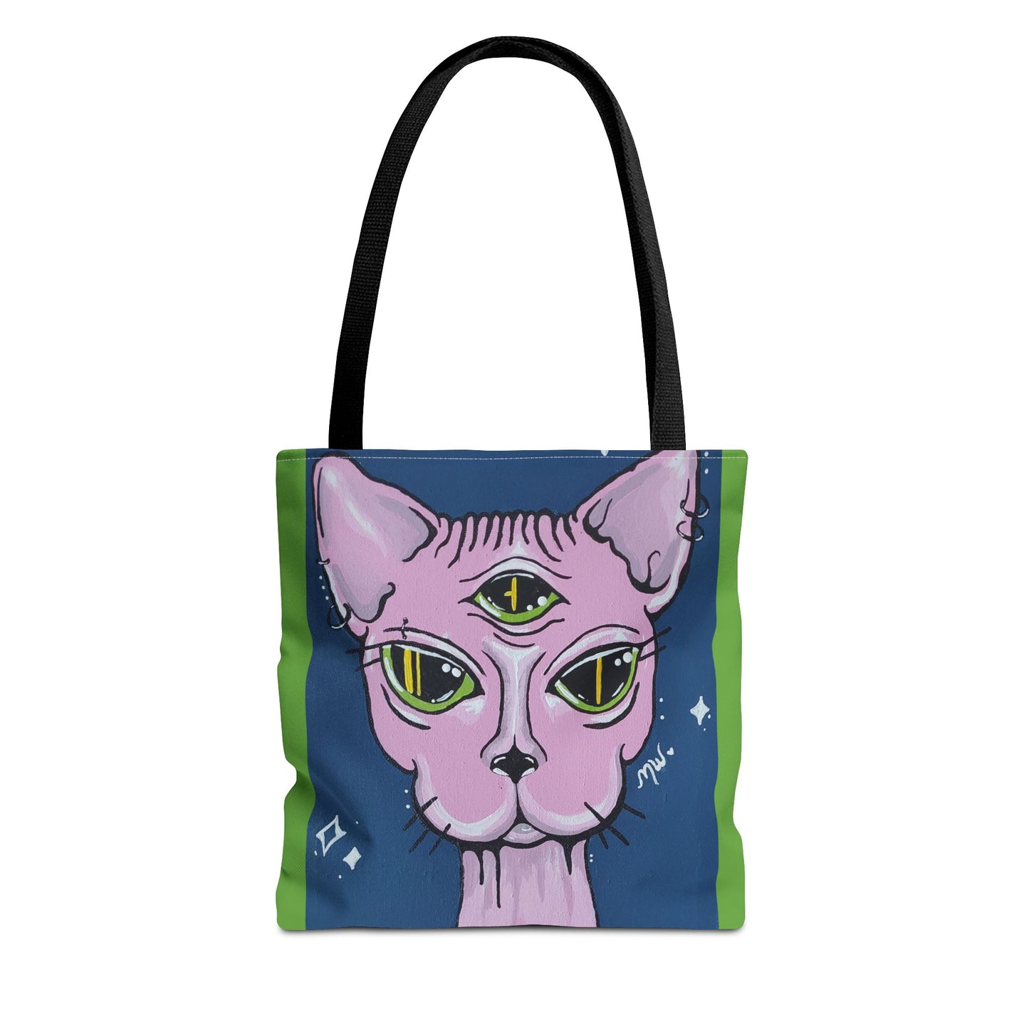 Madam Feline Tote Bag (Peculiar Paintings Collection) LIGHT GREEN