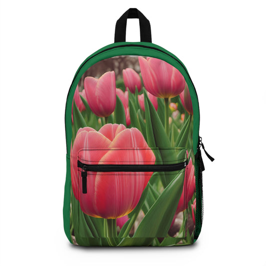 Pink Tulips Backpack (SP Photography Collection) GREEN