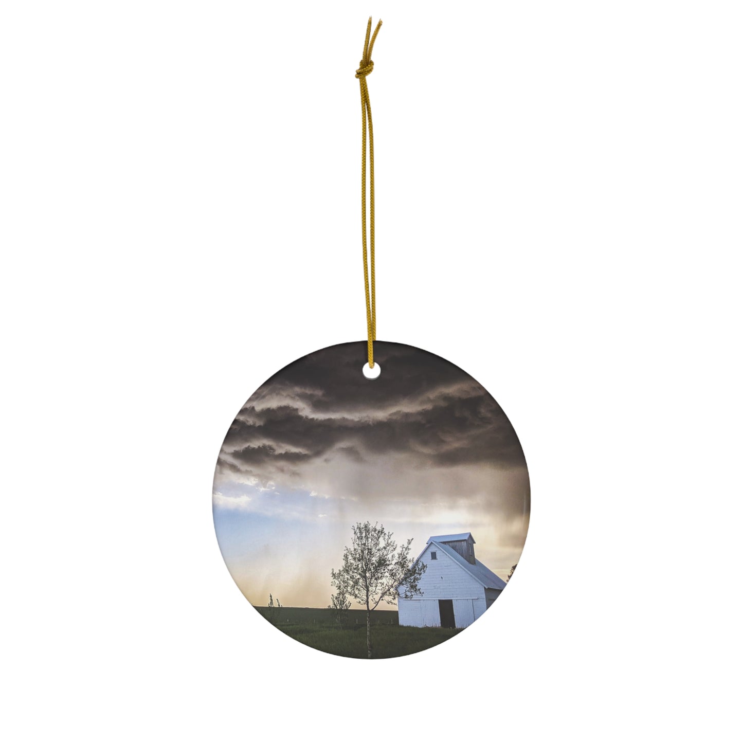 Cloudy Barn Ceramic Ornament (SP Photography Collection)