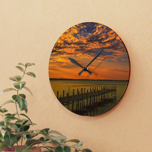 On the dock Acrylic Wall Clock (SP Photography Collection)