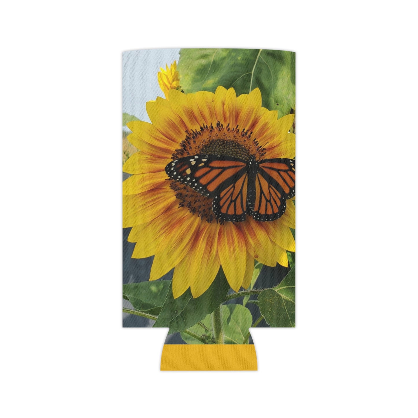 Happy Sunflower Slim Can Cooler Sleeve (Enchanted Exposures By Tammy Lyne) YELLOW