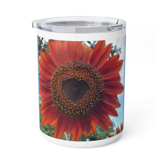 Heart Sunflower Insulated Coffee Mug, 10oz (Enchanted Exposures By Tammy Lyne Collection) BLUE