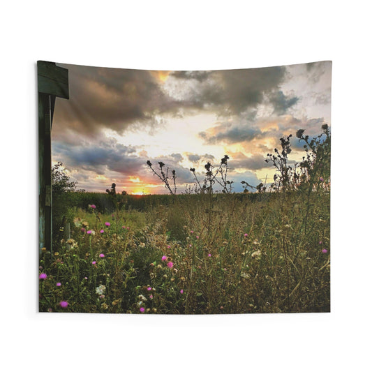 Cloudy Field Indoor Wall Tapestries (SP Photography Collection)