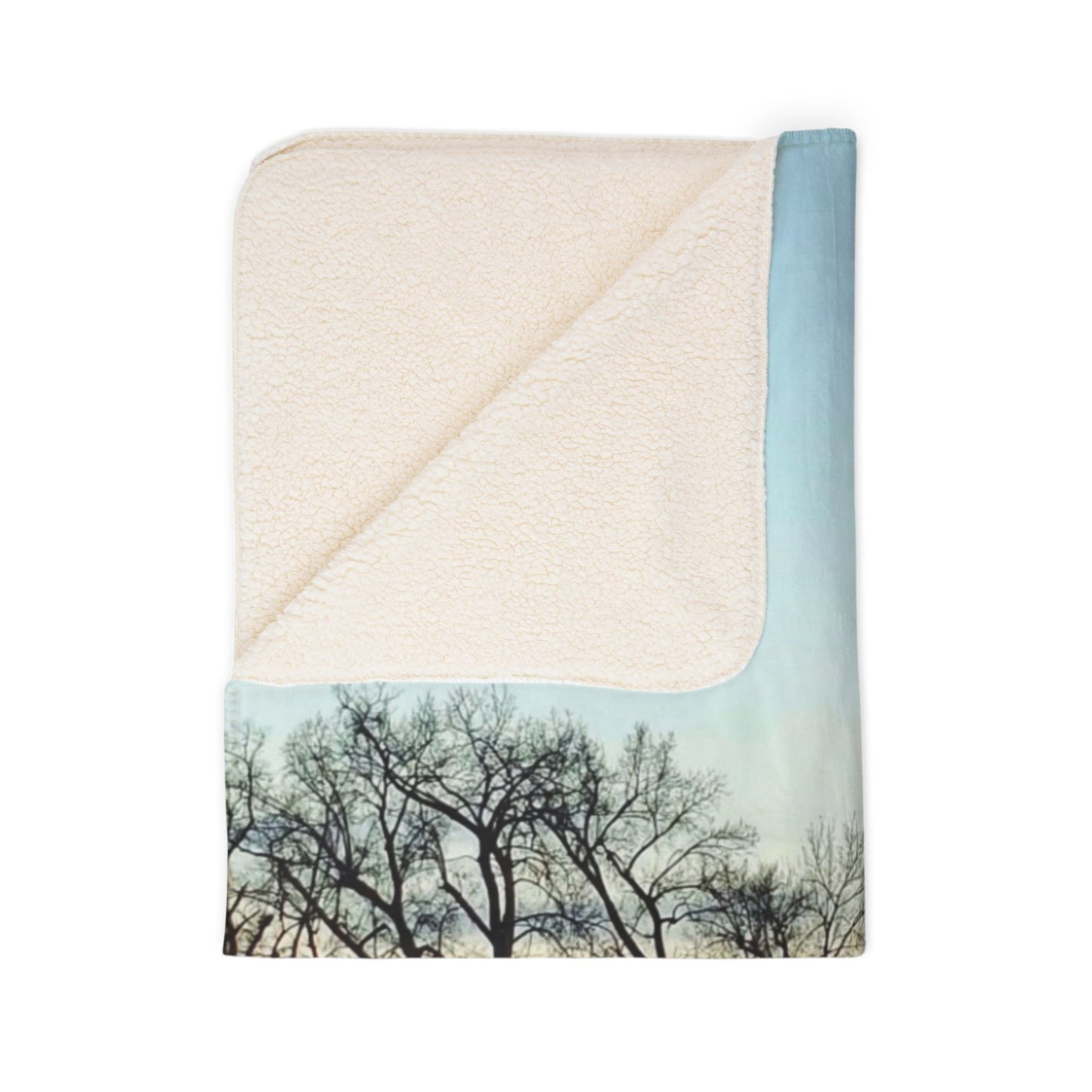 Snowy Tree Line Fleece Sherpa Blanket (Enchanted Exposures By Tammy Lyne)