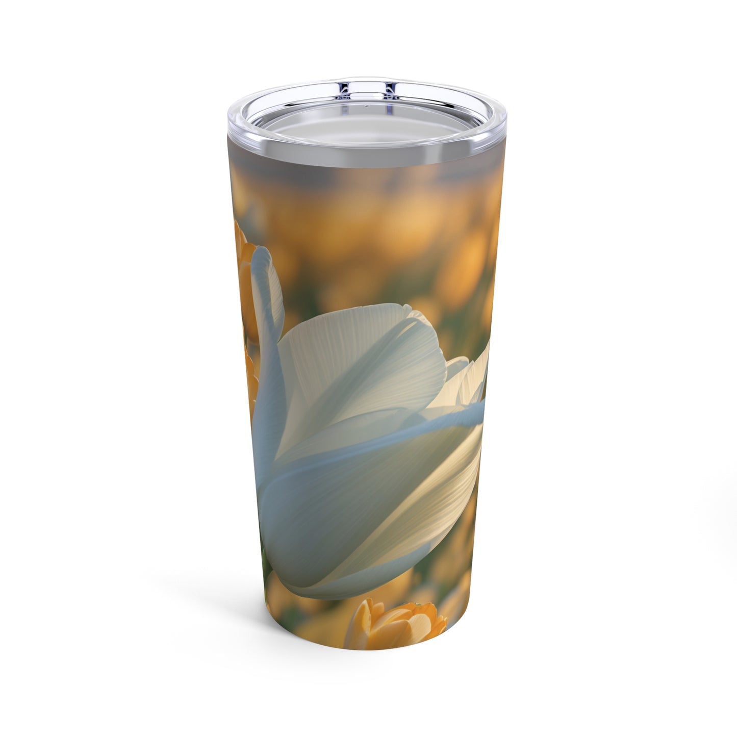 White Flower Tulip Tumbler 20oz (SP Photography Collection) BROWN