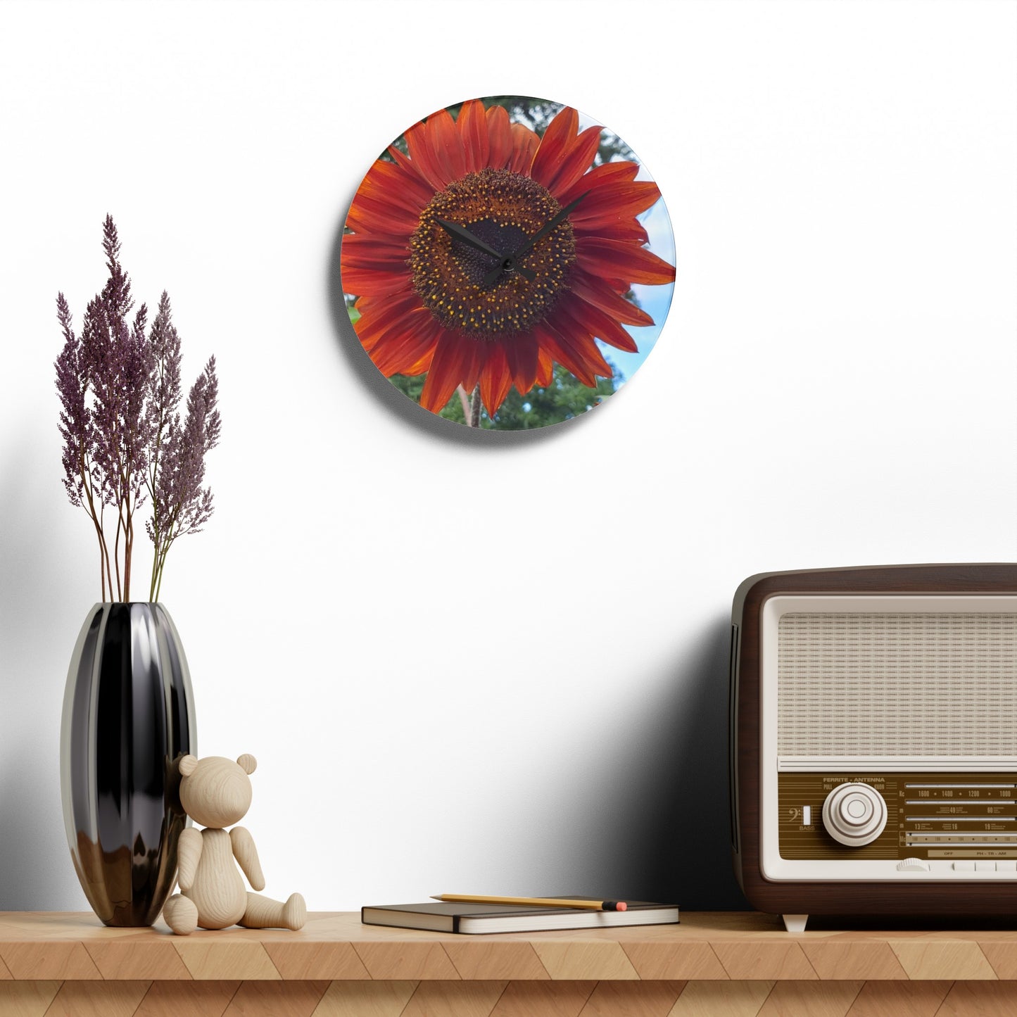 Heart Sunflower Acrylic Wall Clock (Enchanted Exposures By Tammy Lyne Collection)