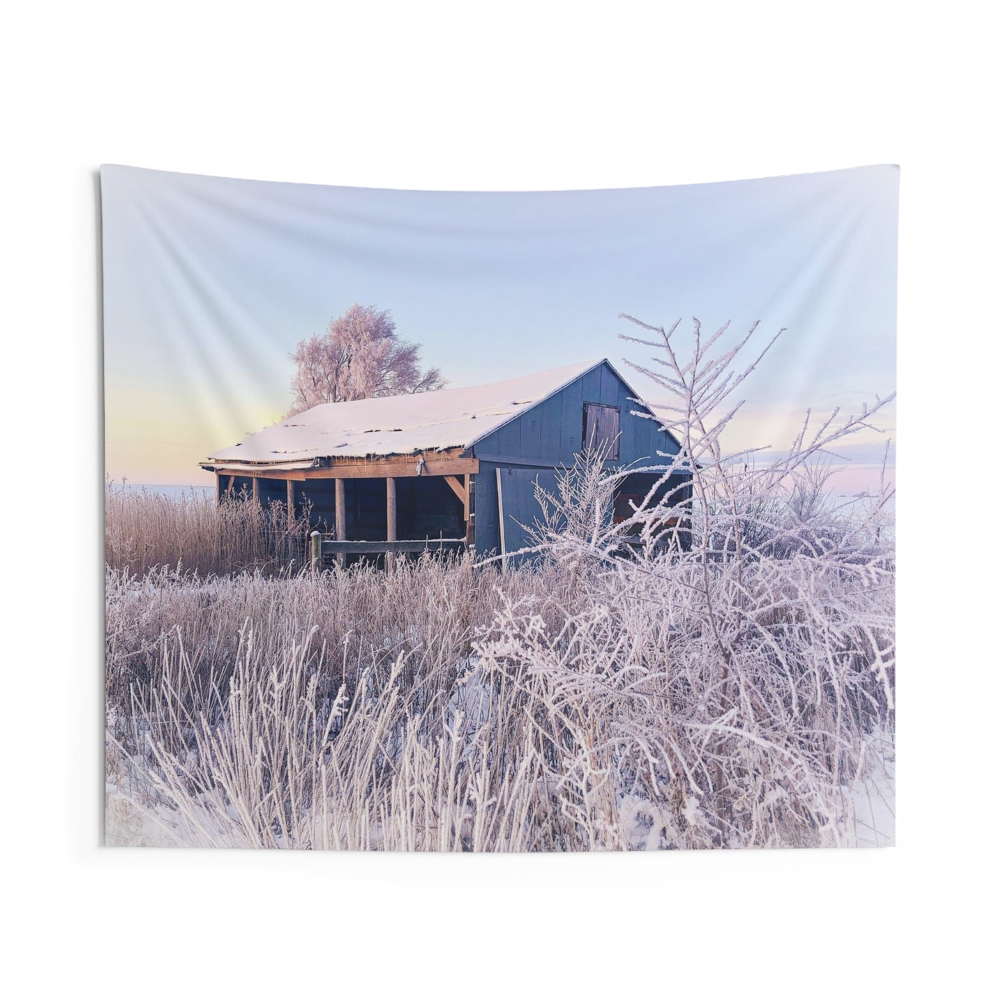 Wintery Barn Indoor Wall Tapestries (SP Photography Collection)