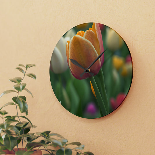 Orange Tulip Acrylic Wall Clock (SP Photography Collection)