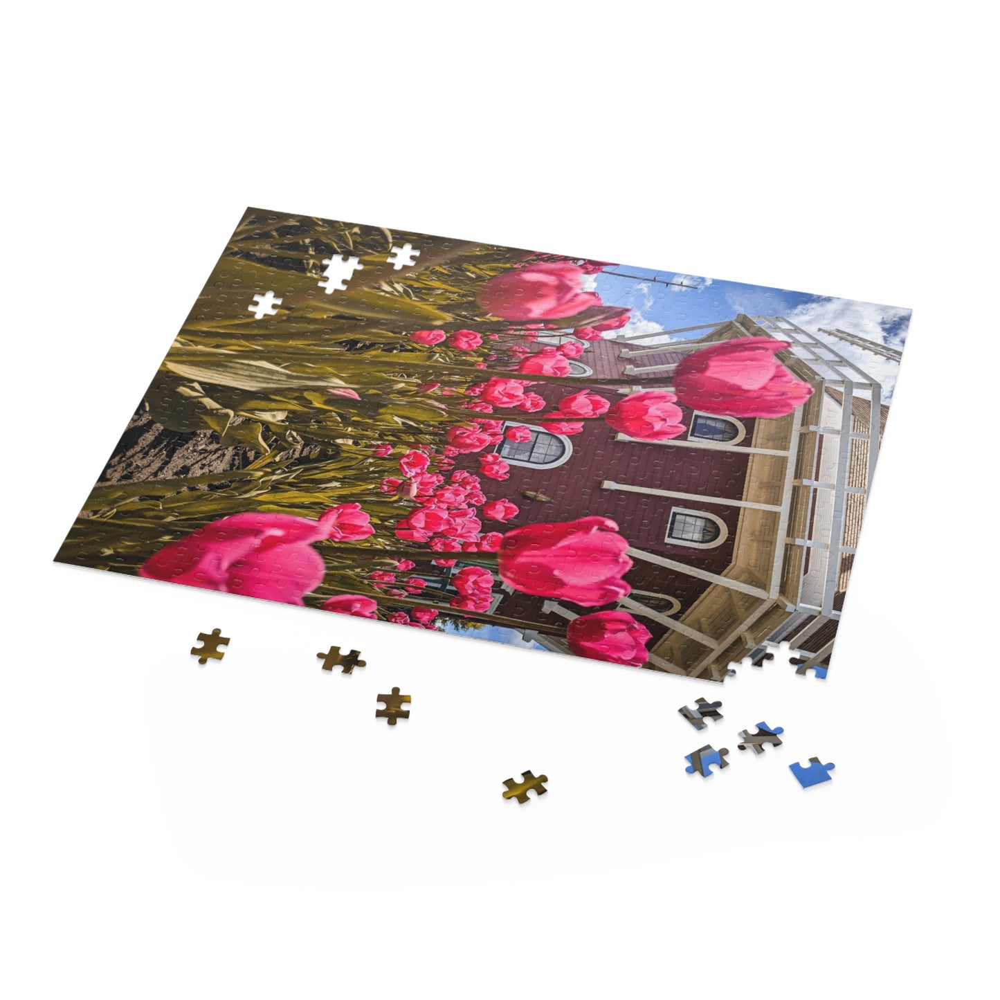 Windmill Pink Tulips Puzzle (SP Photography Collection) (120, 252, 500-Piece)