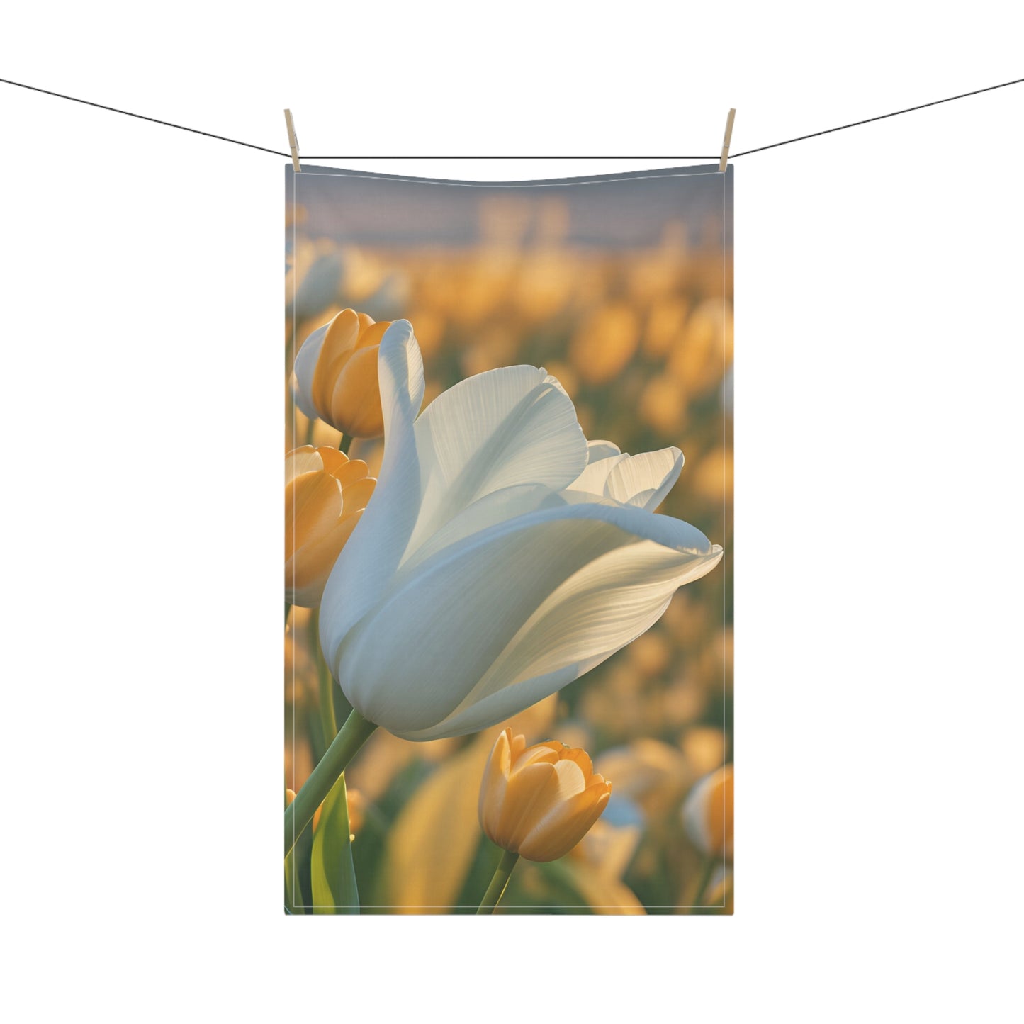 White Flower Tulip Kitchen Towel (SP Photography Collection)