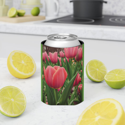 Pink Tulip Can Regular Cooler Sleeve (SP Photography Collection) GREEN