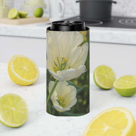 White Tulip Can Slim Cooler Sleeve (SP Photography Collection) GREEN